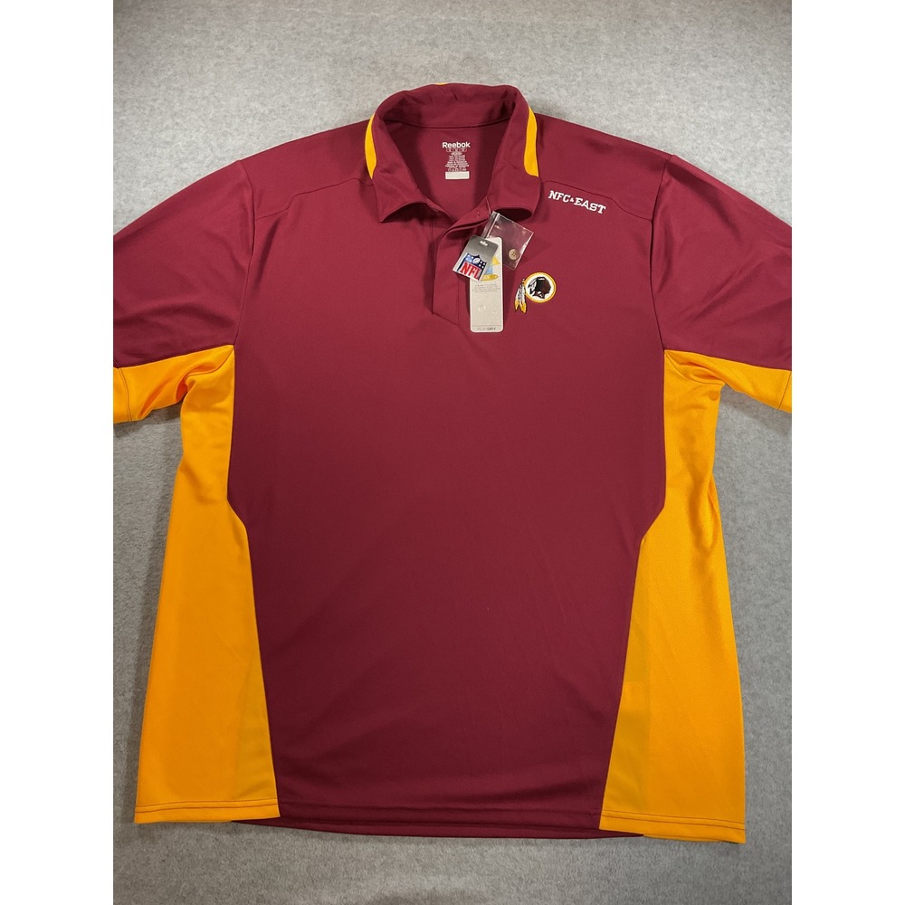 Reebok Washington Redskins NFL Polo Shirt Mens XL Burgundy Gold PlayDry 2423